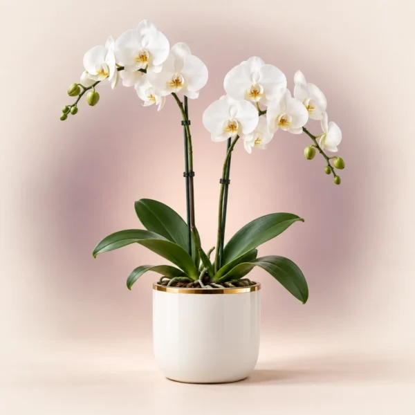Potted Orchid in Ceramic Planter